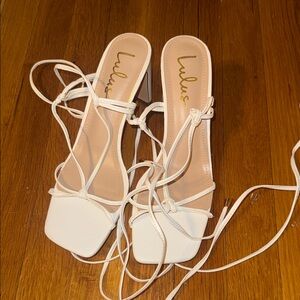 Lulu's Elegant White Strappy Heels
